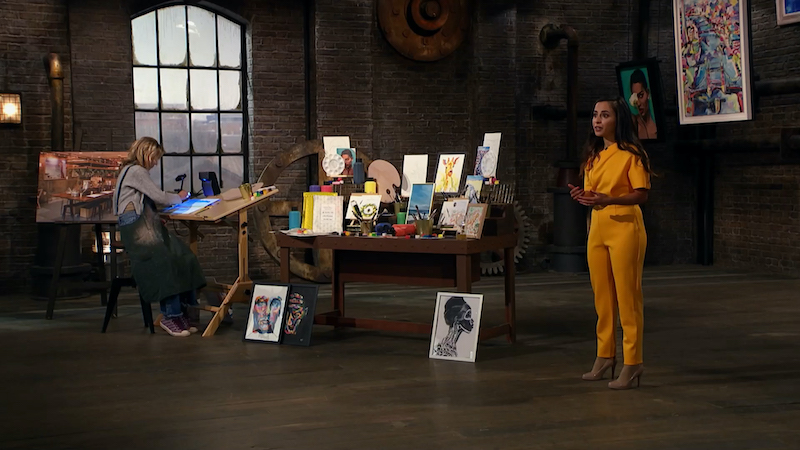 Zena El Farra pitching her art company on Dragons' Den