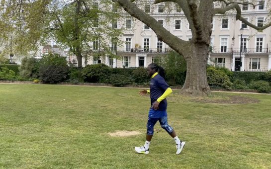 Man running in park