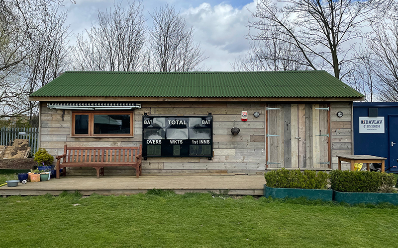 Acton Cricket Club's temporary pavilion built by Chairman's son