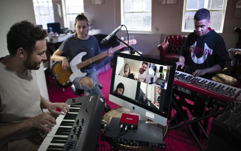 World Heart Beat music academy students making a sound recording. Photographer: Phil Conrad
