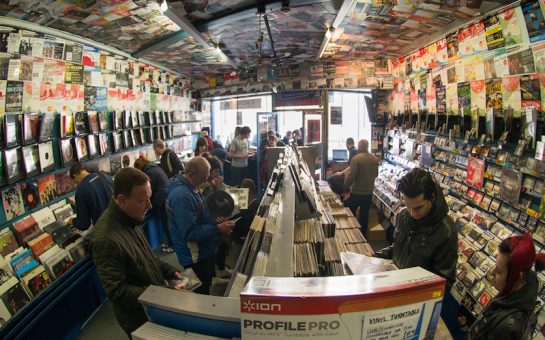 Image of people looking at vinyl records in Banquet Records shop in Kingston London