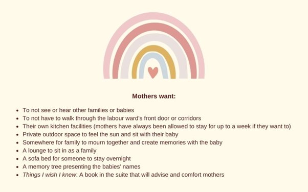 Mothers' requests for Bereavement Suite