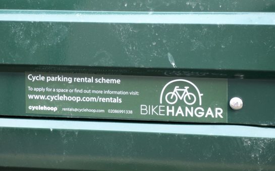 close-up of a bike hangar