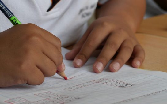 school child doing homework