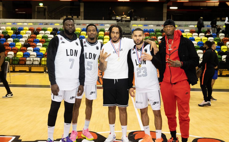 London Lions players with artist AJ Tracey