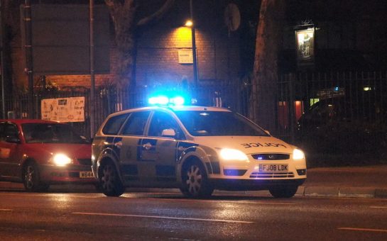 police car with flashing lights