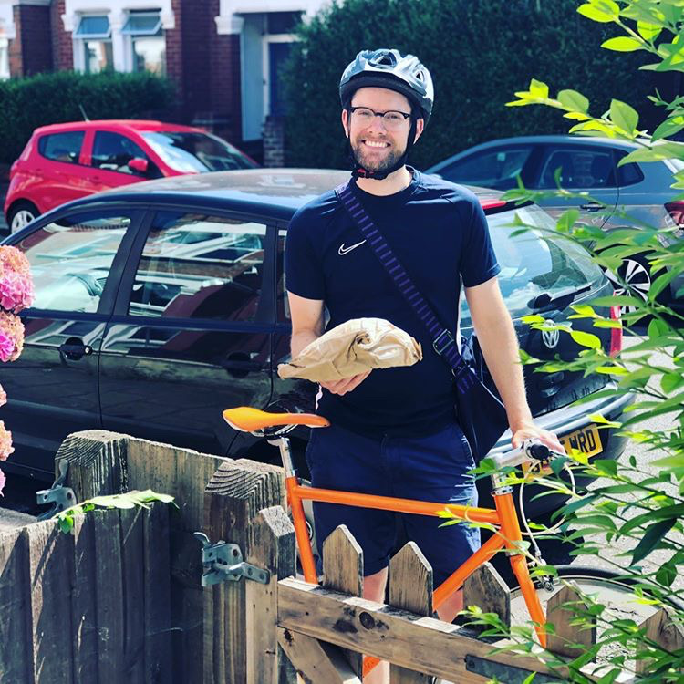 Actor Brendan Cull delivering bread around Colliers Wood