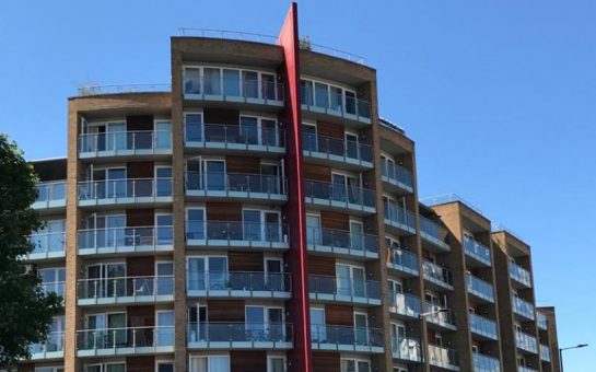 A picture of the front of Viridian Apartments