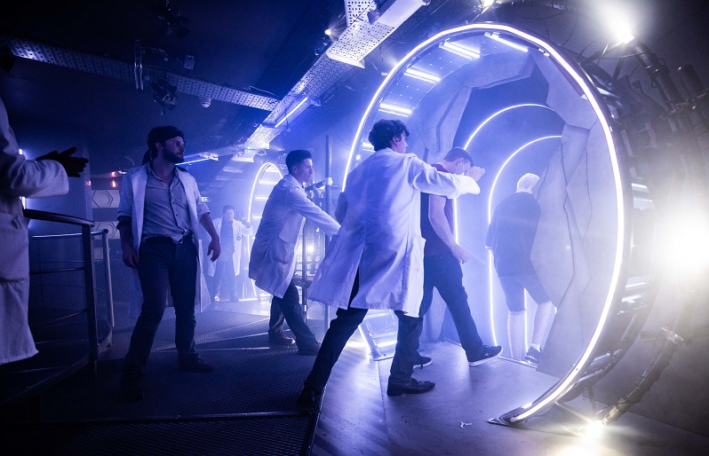 Audience participants step into the time fracture