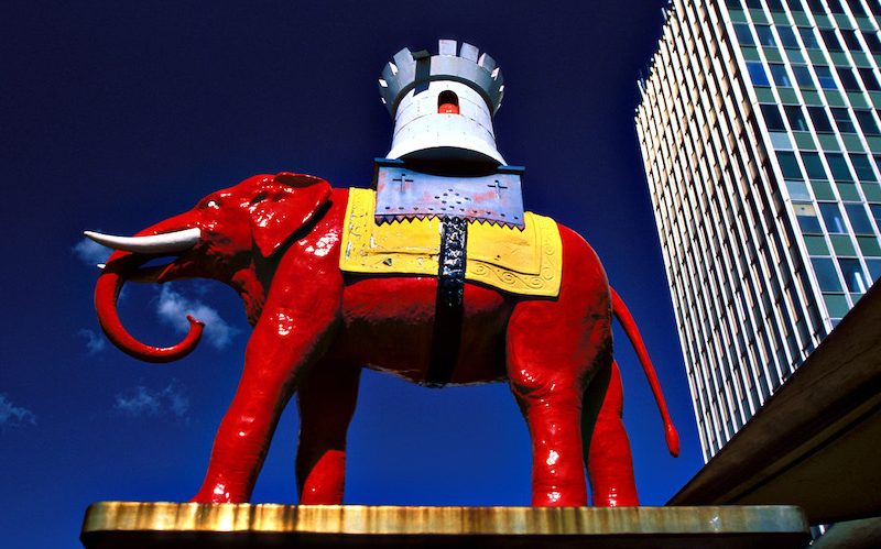 An image of the Elephant sculpture outside Elephant and Castle station in South London