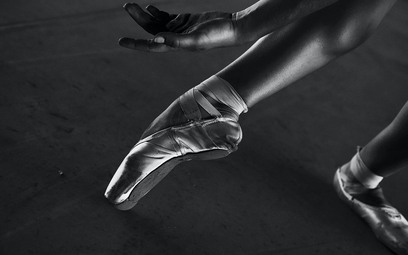 Black and white ballet pointe shoes. Diversity ballet dance UK