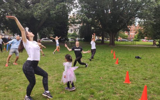 Dancers dancing in the park