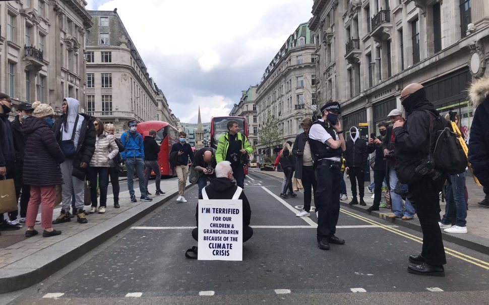 Extinction Rebellion protestor at Oxford Circus