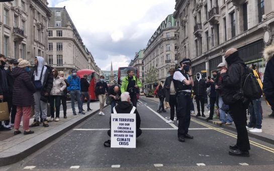 Extinction Rebellion protestor at Oxford Circus