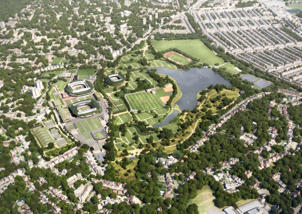 Virtual image of an aerial view of the planned facilities.