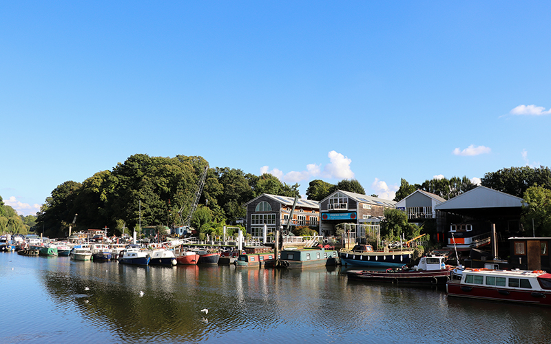 Eel Pie Island boat yards from Twickenham bank.