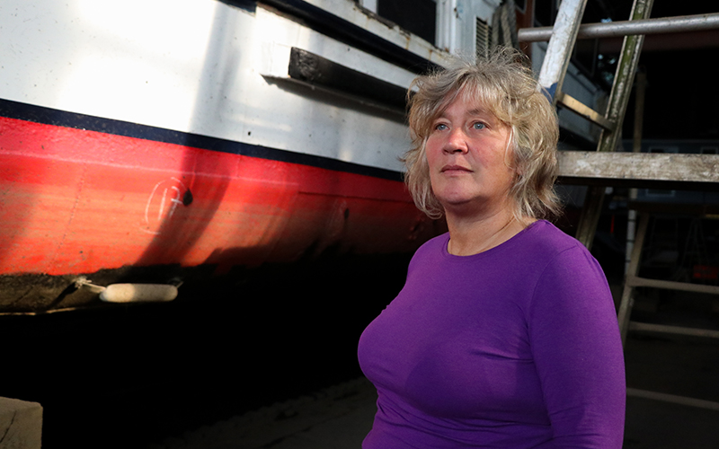 Helen Montgomery-Smith in Eel Pie Island Boat Yard