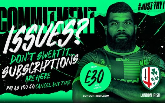 poster advertising the new London Irish subscription model