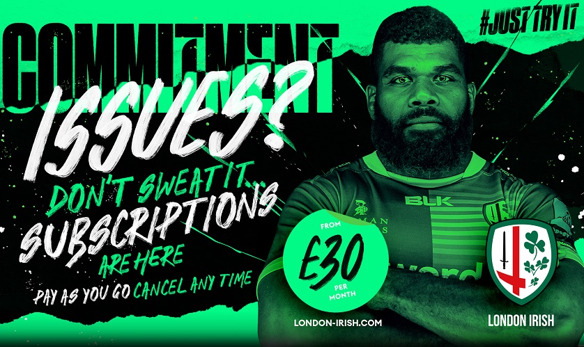 poster advertising the new London Irish subscription model