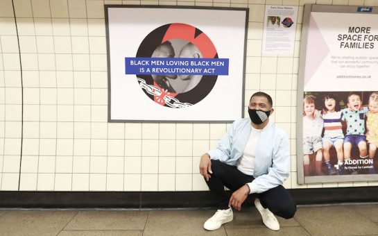 Marc Thompson by his roundel design in Brixton station