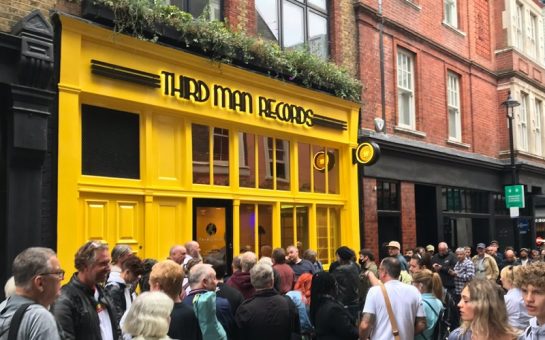 the outside of third man records new shop with crowds of people