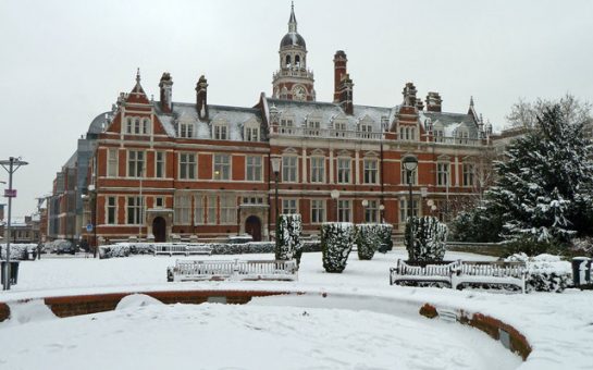 Croydon Town Hall in the snow