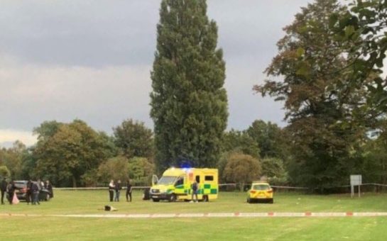 A police car and ambulance at Craneford Way Playing Fields