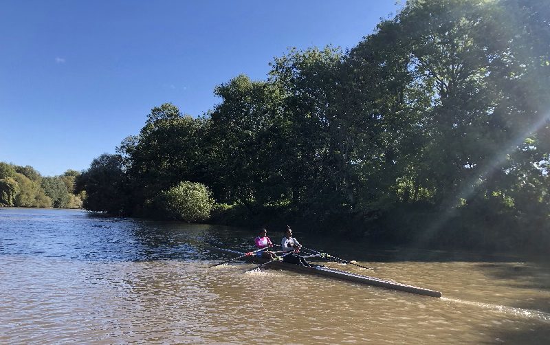 Vwaire Obukohwo rowing on the Thames