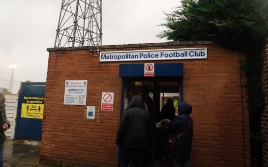 Turnstile entrance to Metropolitan Police FC