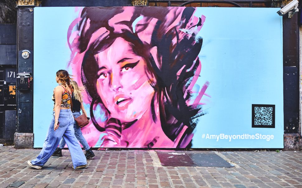 A mural of Amy Winehouse at the Design Museum