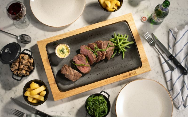 steak on chopping board