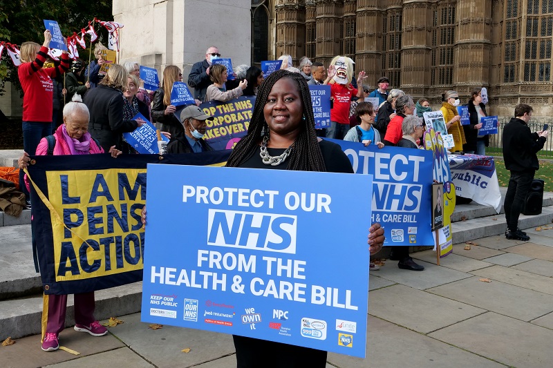 Battersea MP Marsha De Cordova showing support at We Own It's Health and Care Bill protest.