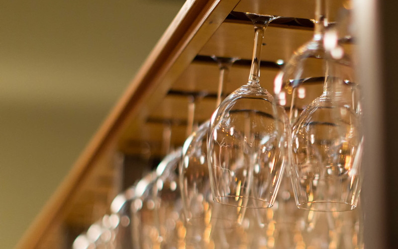 wine glasses in a restaurant