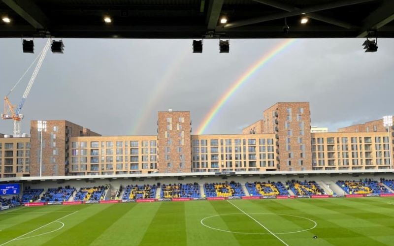 Plough Lane with a double rainbow