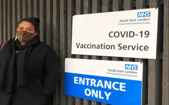 Streatham MP Bell Ribeiro Addy outside a Covid vaccination centre