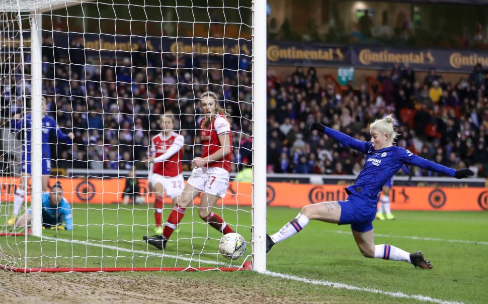 Beth England scoring the winning goal in Chelsea 2–1 win over Arsenal.