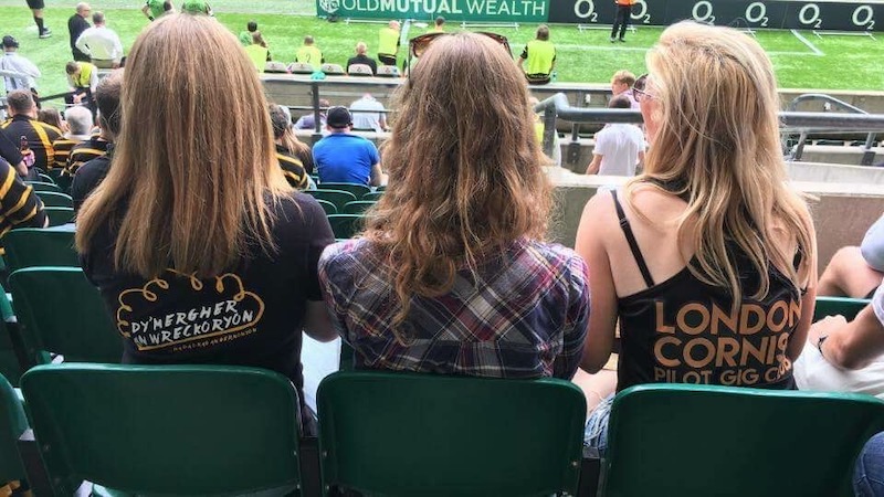women watching rugby game