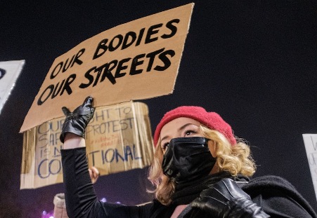woman at protest