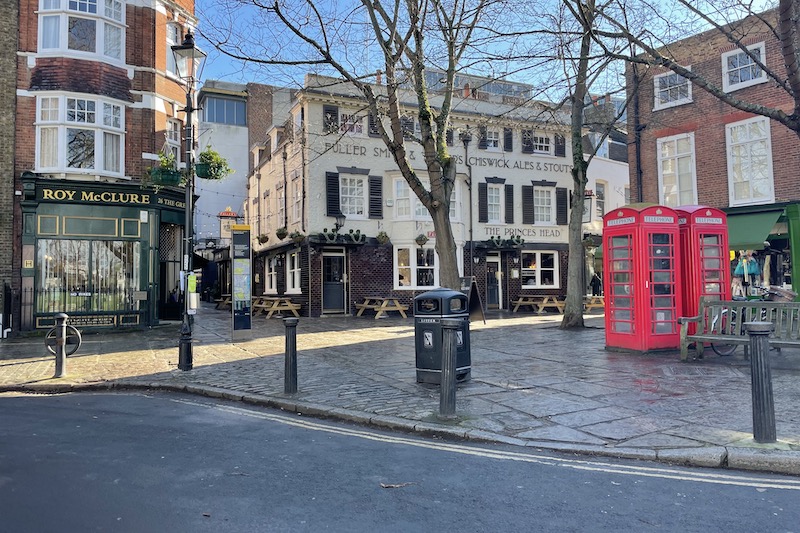 Outside of The Prince’s Head in Richmond.