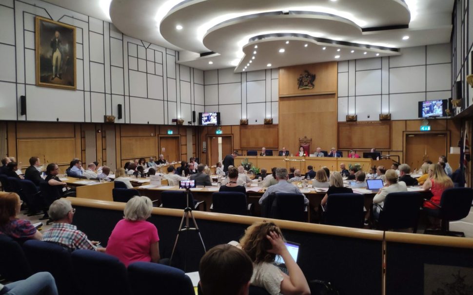 A photo of Merton Council chamber inside