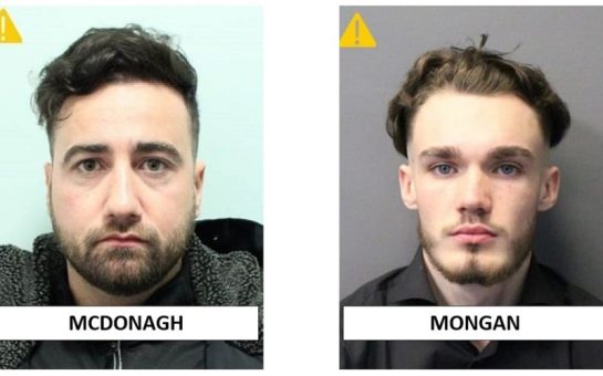 two mugshots of the two men