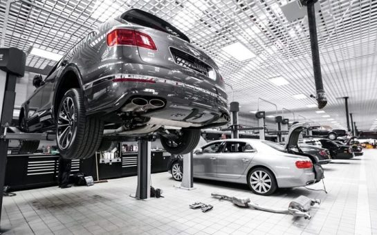 Cars being repaired inside the Jack Barclay Centre