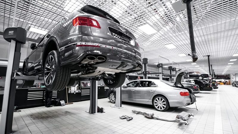 Cars being repaired inside the Jack Barclay Centre