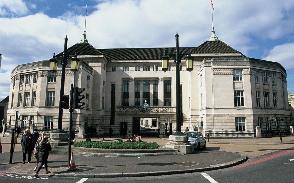 Wandsworth town hall in the sunshine with cloud