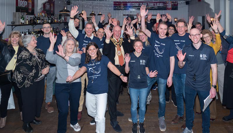 JUBILANT: The Turk's Head pub was filled with supporters as the World Record was broken