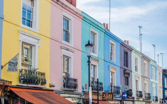 Colourful houses on Portobello Road, Nottinghill