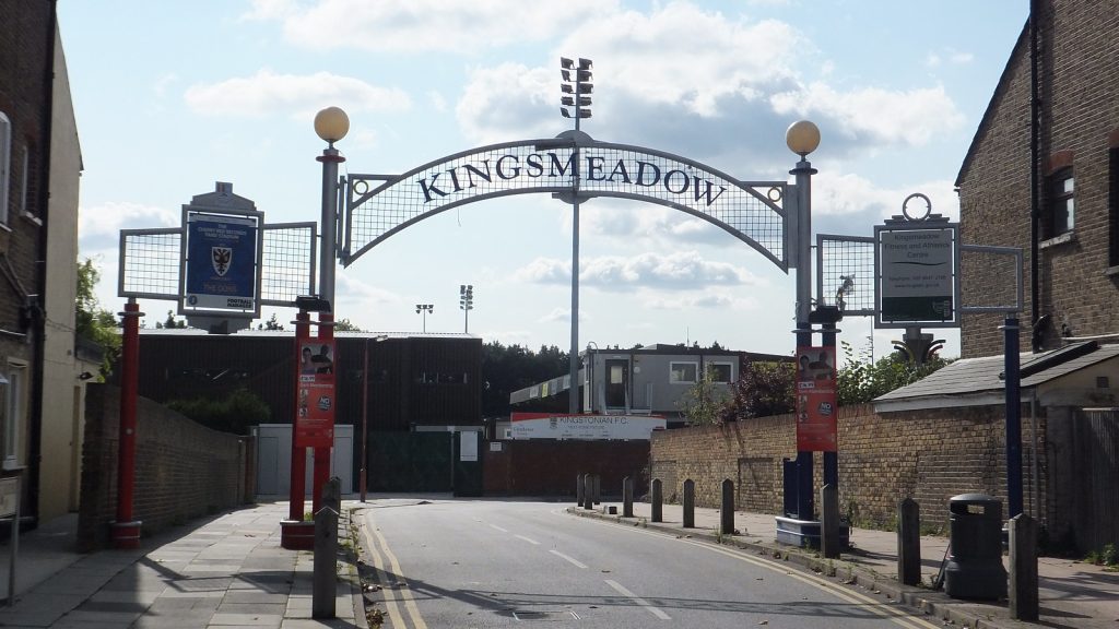 The gates to Kingstonian's former home ground, Kingsmeadow