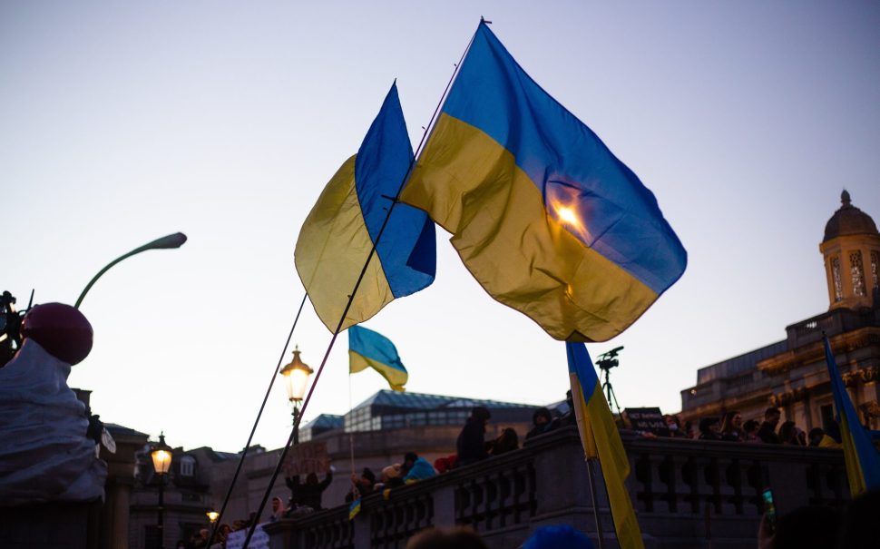Homes for Ukraine: Ukrainian flags blowing in the wind