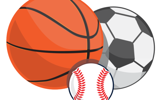 A football, basketball and baseball