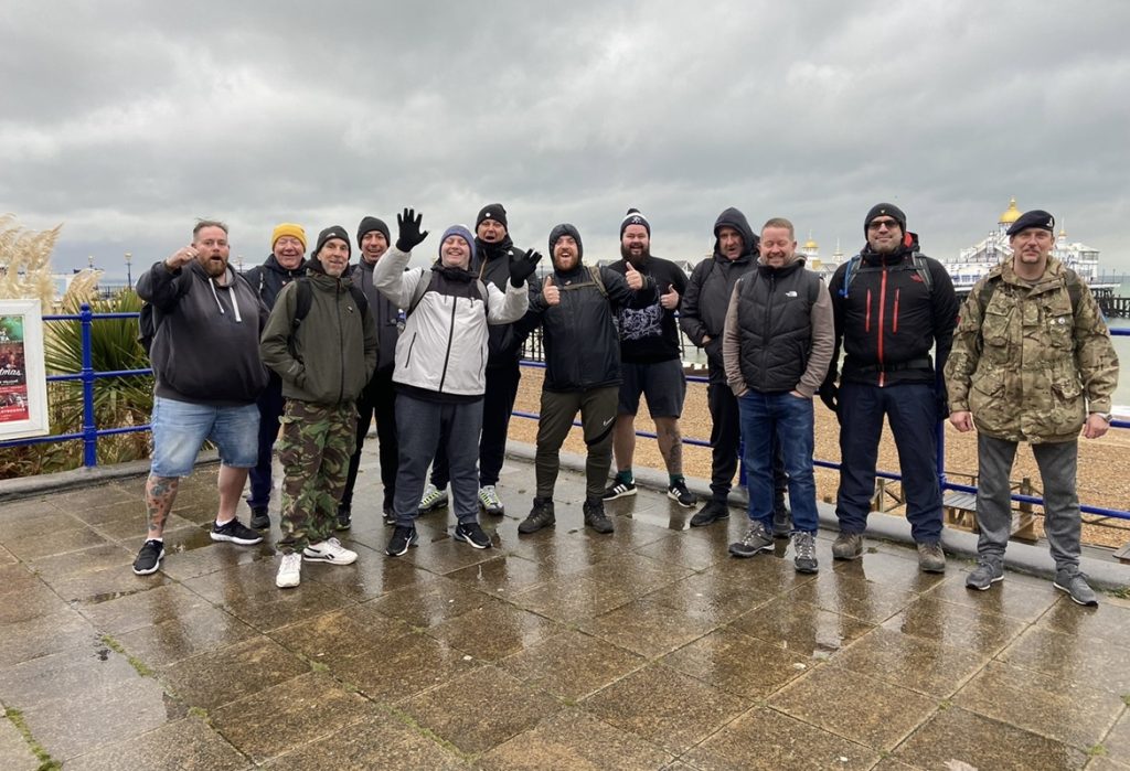 12 members of the Proper Blokes Club on a Big Walk from Eastbourne to Hastings in November 2021